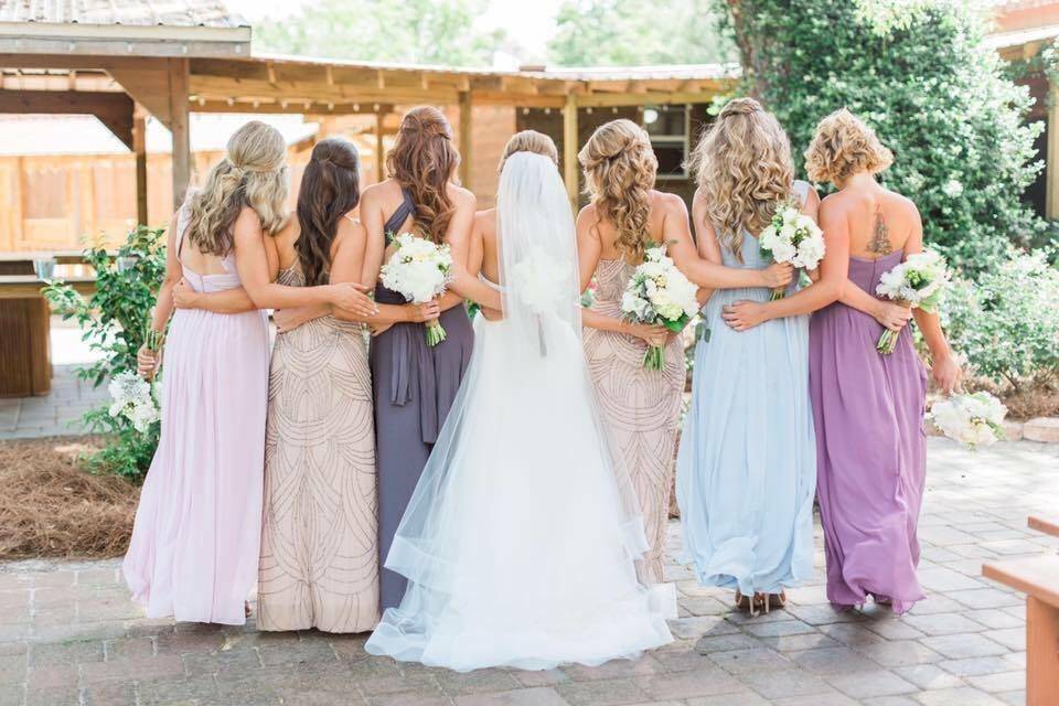 The bride with her bridesmaids