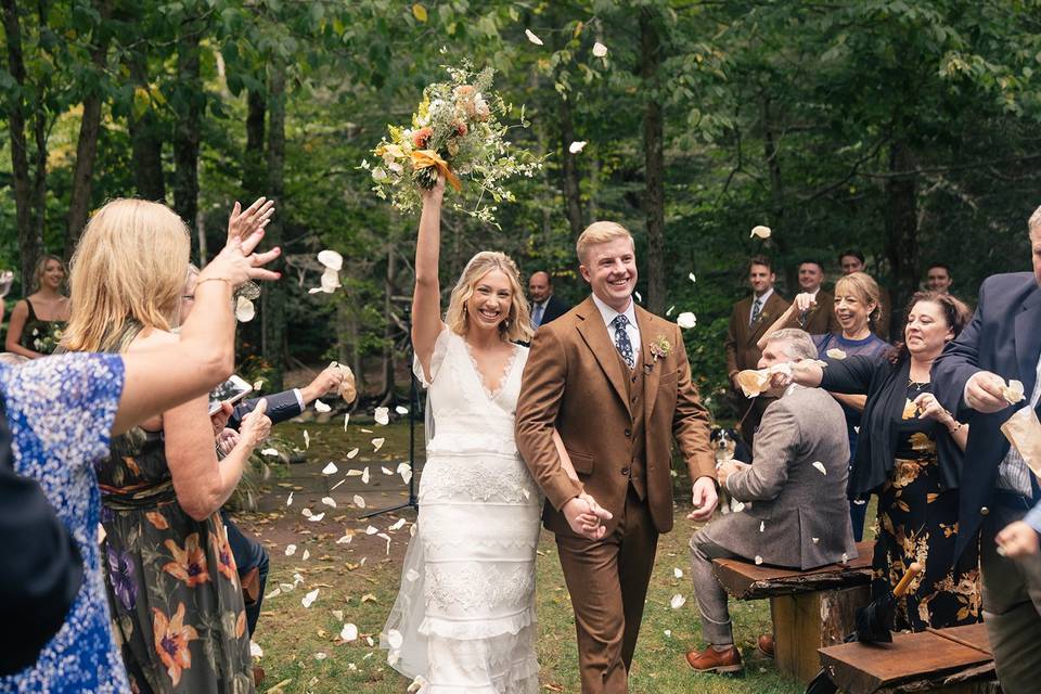 Couple walks down the aisle