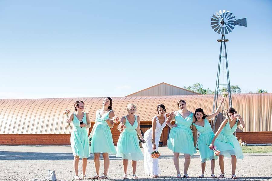 The bride with her bridesmaids