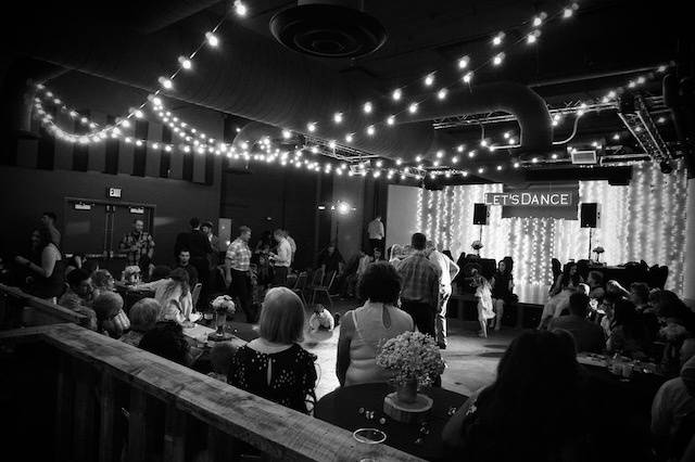 Wedding reception in black and white