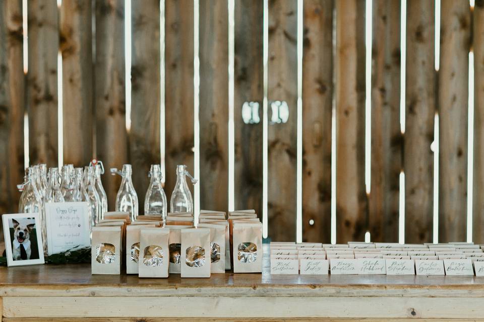 Dog treats and place cards