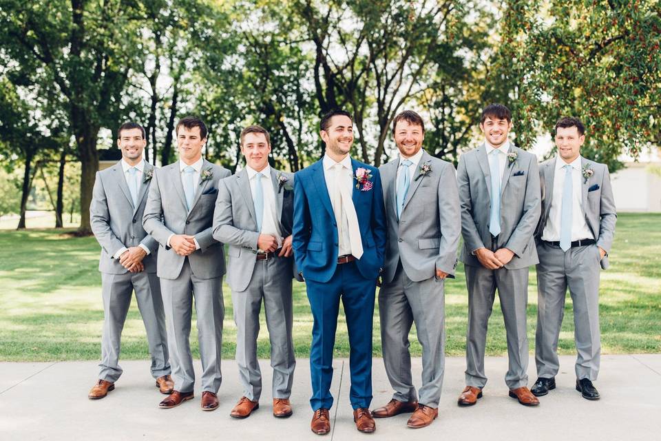 The groomsmen suited up