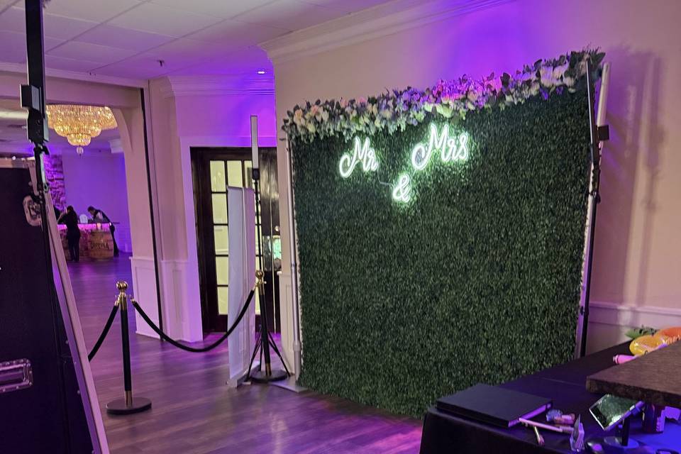 Mirror Booth & Greenery Wall