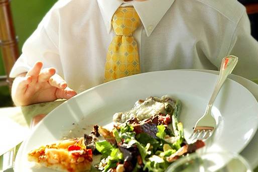 Enjoying his vegetables