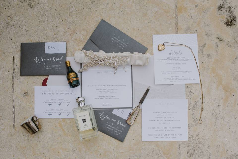 Grey wedding cards