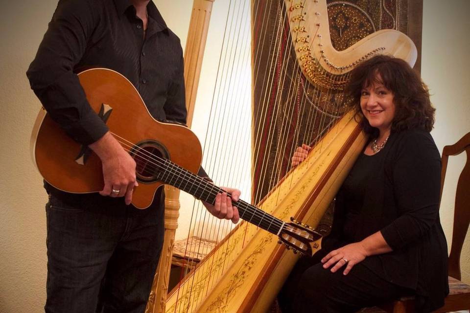 Kim Glennie, harp, and guitar