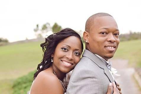 Bridal makeup and headpiece