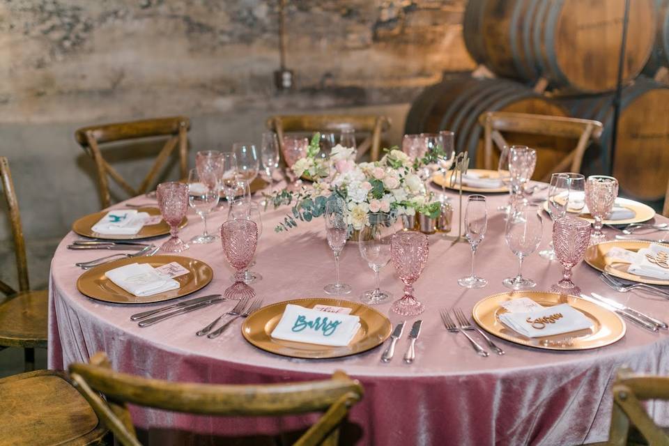Romantic blush winery wedding
