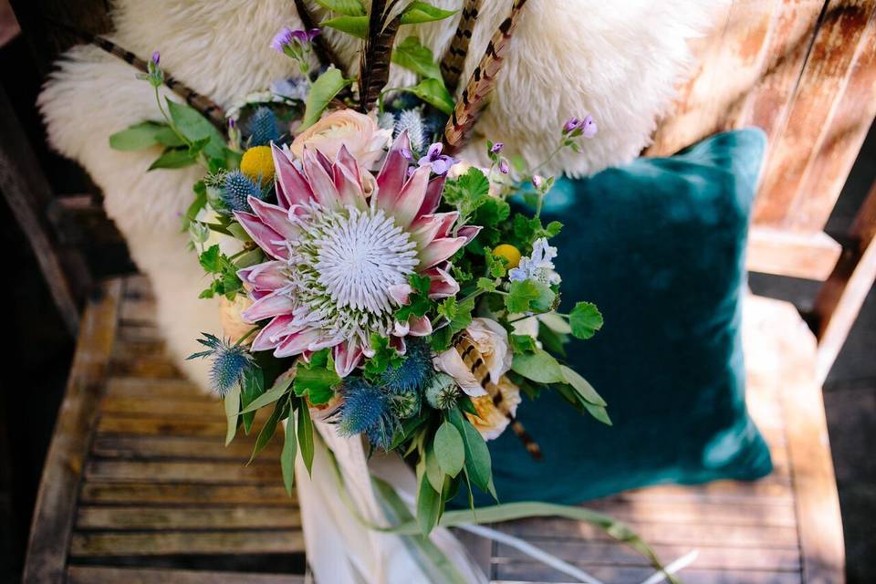 Bride holding her wedding flowers