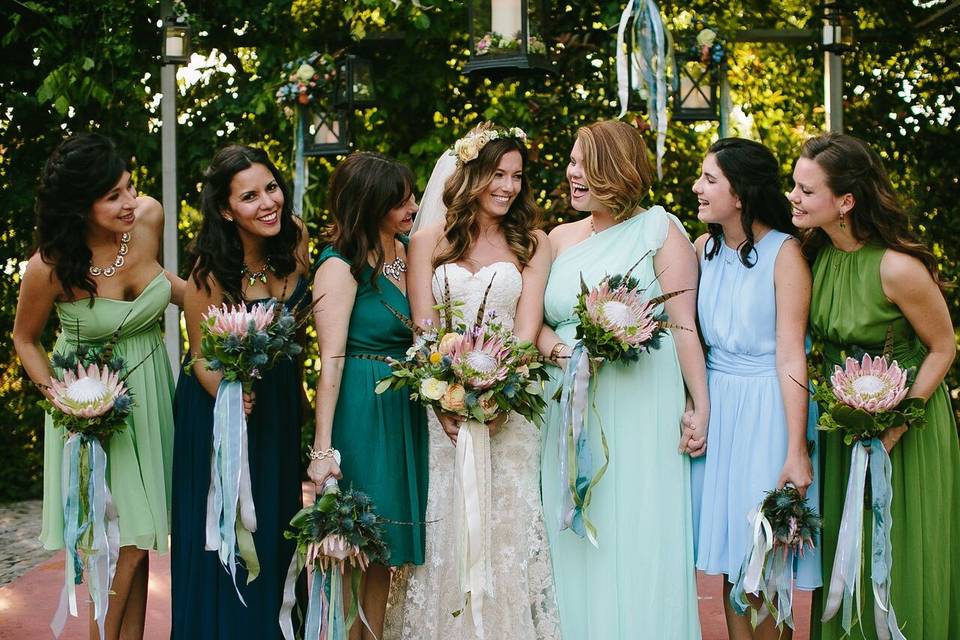 Bride and her bridesmaids