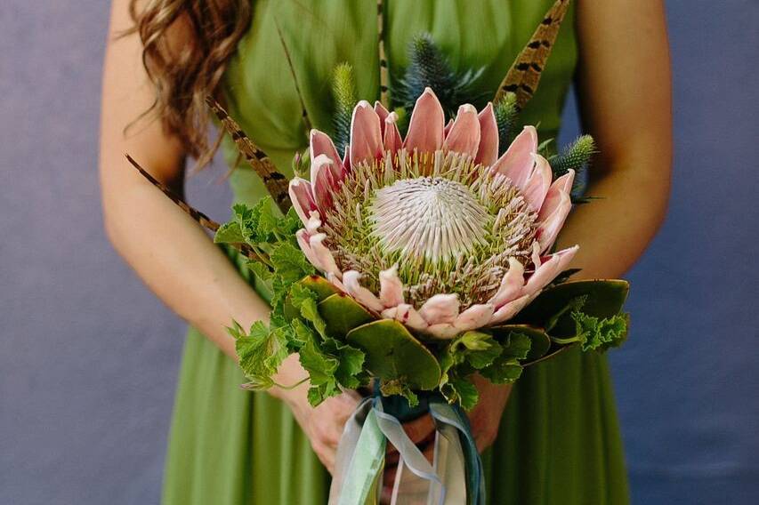 Holding a big flower