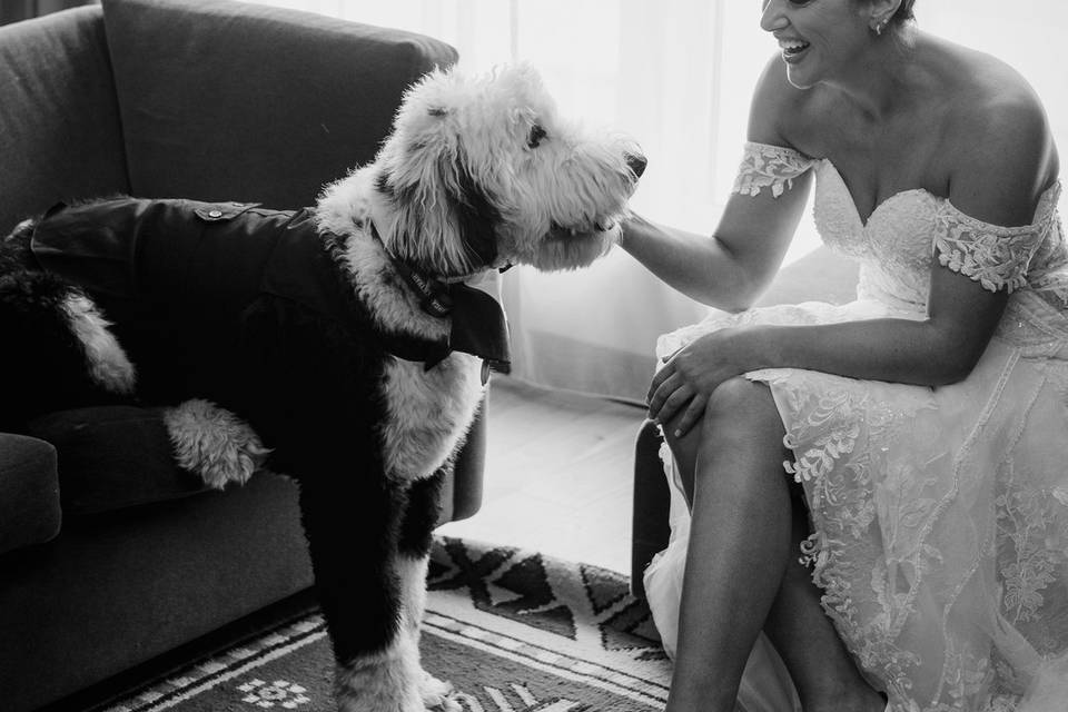 Bride with her pup