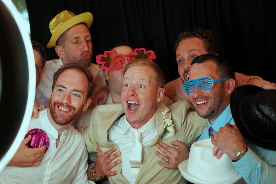 Groom celebrating with friends