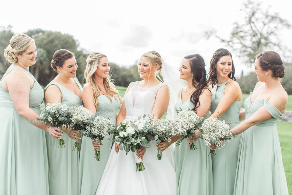 Bouquets and bridesmaids