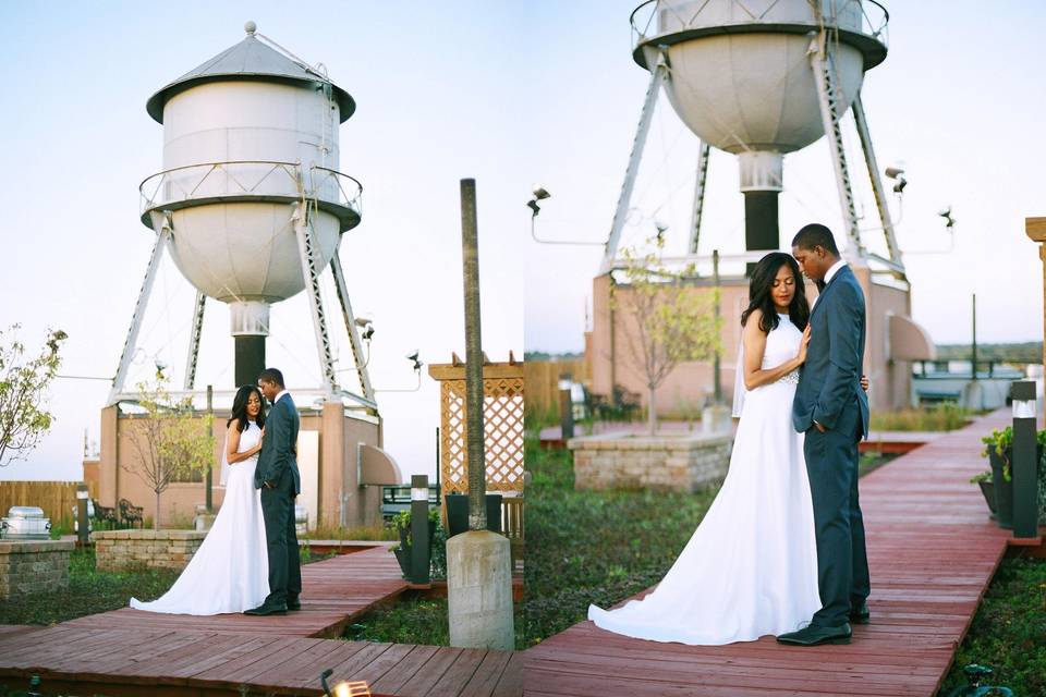 Water tower wedding shoot