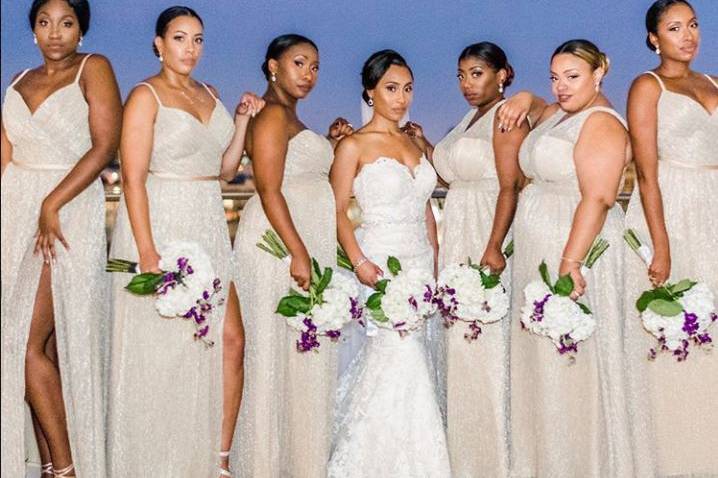 The bride with her bridesmaids