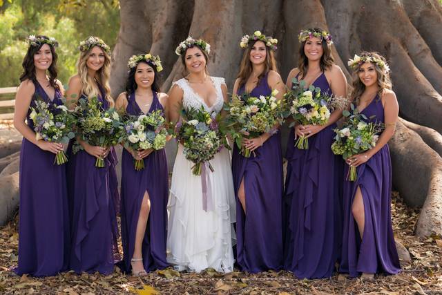 Bride and bridesmaids with their bouquets