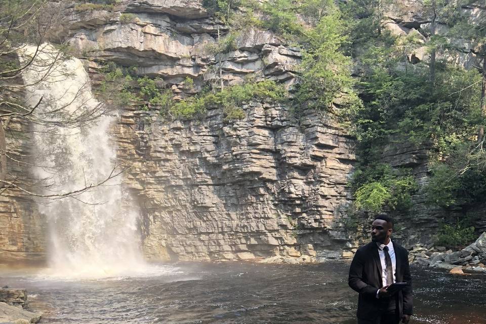 Wedding venue at waterfall
