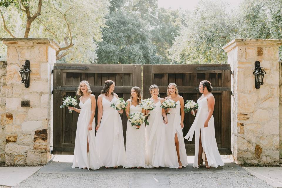 Bridesmaids in all white