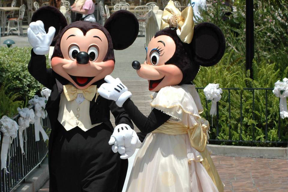 wedding at disneyland and Mickie and Minnie showed up