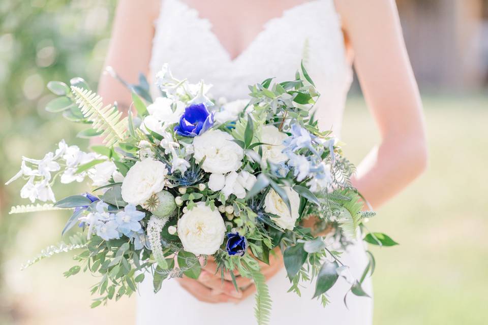 Blue garden-style bouquet