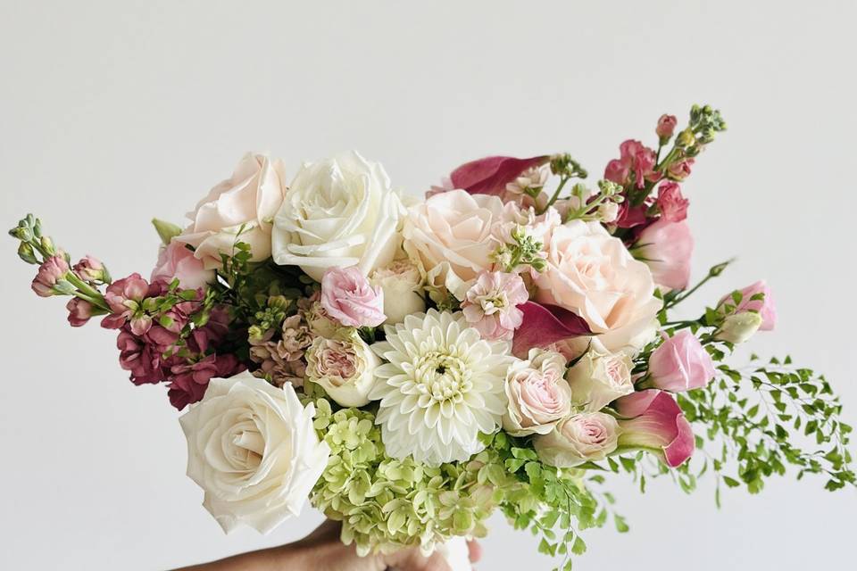 Green and pink bridal bouquet