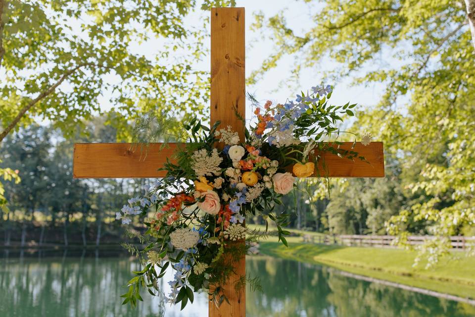 Flowers and cross