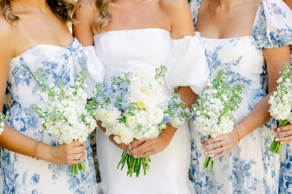Blue and white