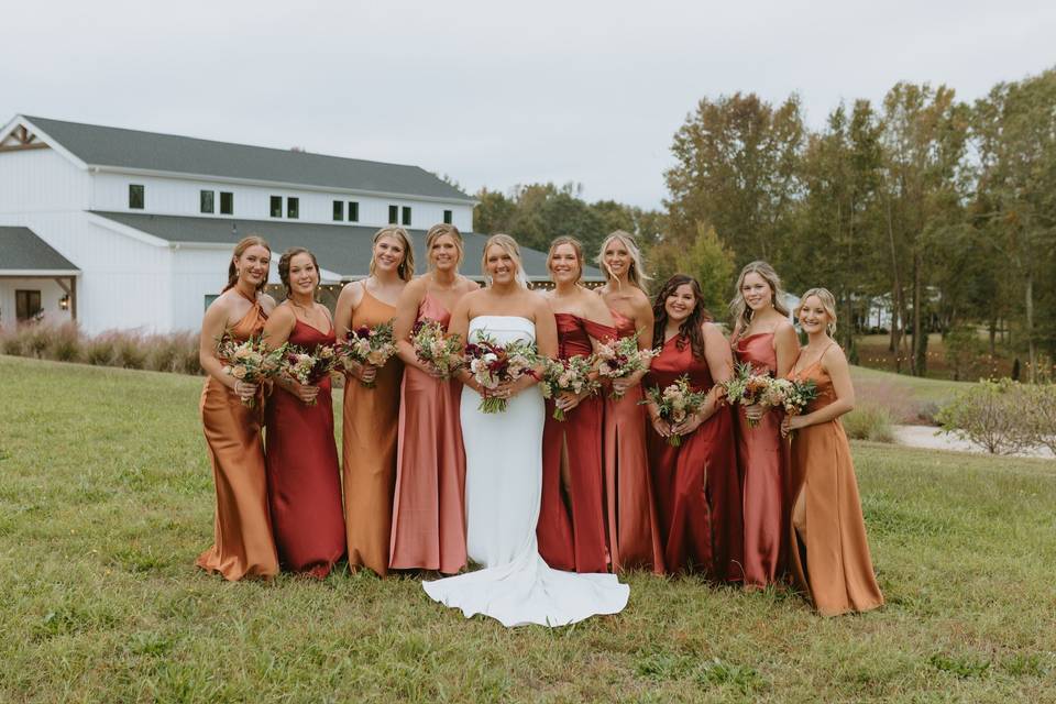 Blushing bridesmaids