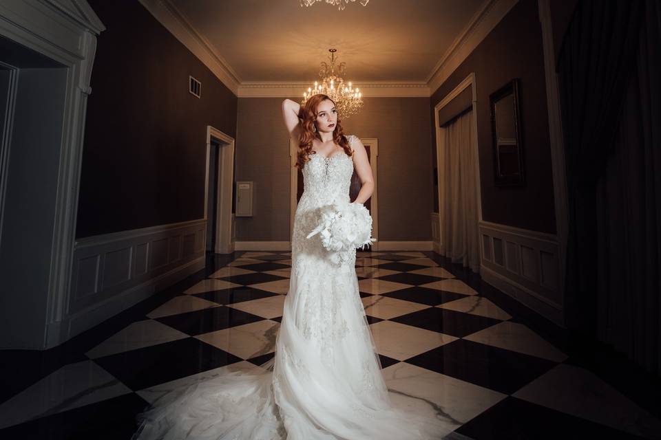 Bridal session in historic venue