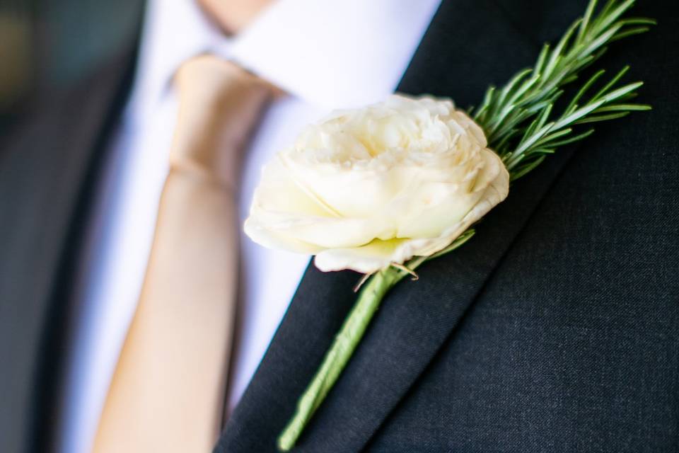 Grooms rosemary boutonniere