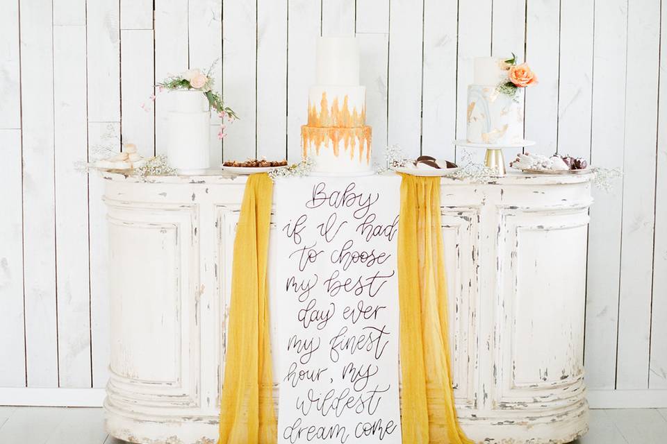 Rich gold with rustic touches