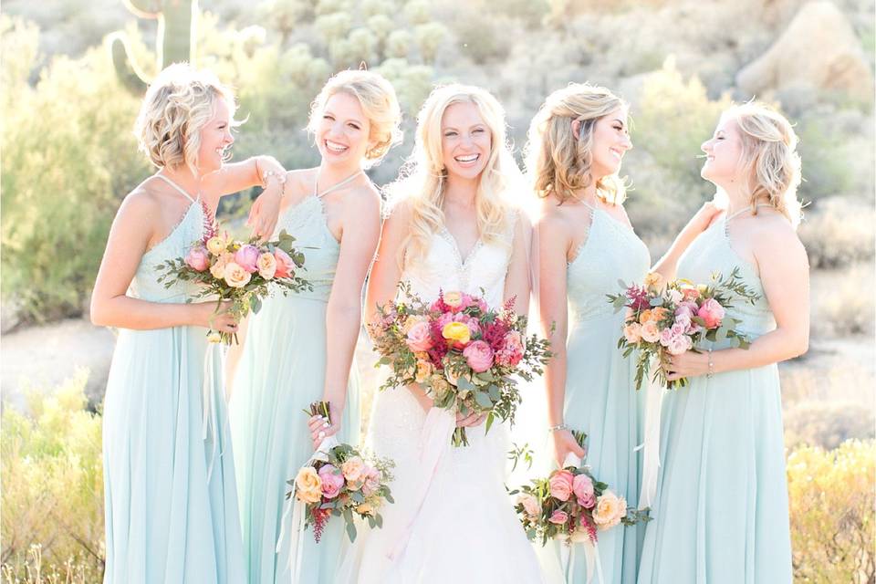 Bride and bridesmaids