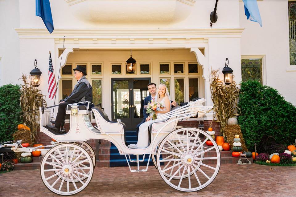 Bride and Groom in Carriage