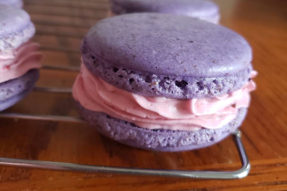 Lavender and strawberry macarons