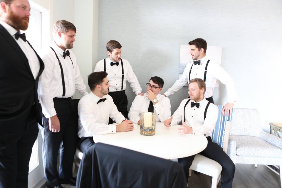 Candid groomsmen