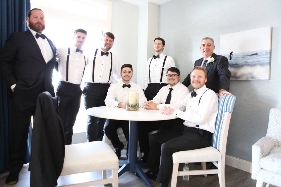 Groomsmen and father
