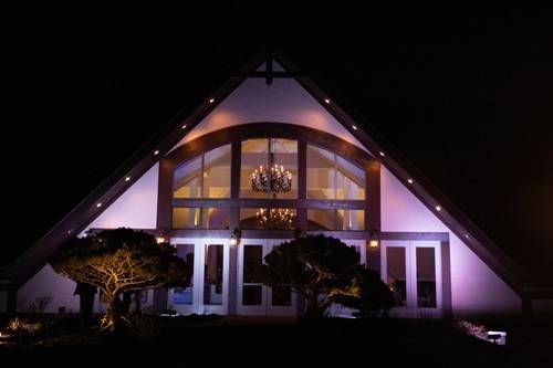 Building facade at night