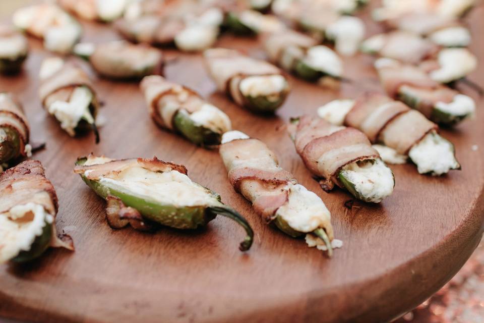 Bacon-wrapped jalapeno poppers