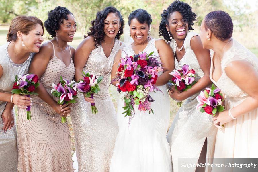 Bride and her bridesmaids