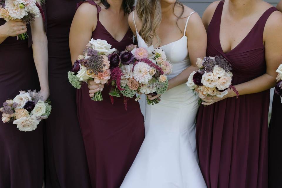 Burgundy & Blush Bride & Maids