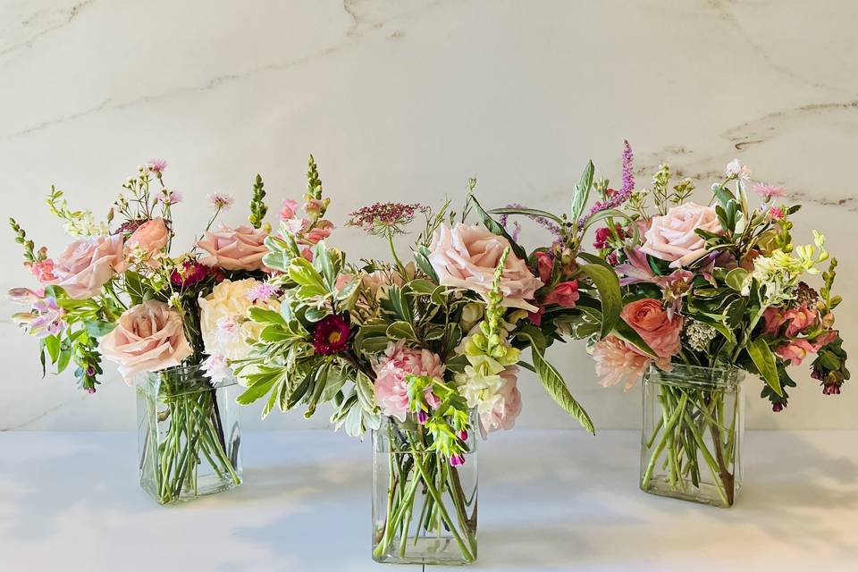 Dusty Pink and Ivory Vases