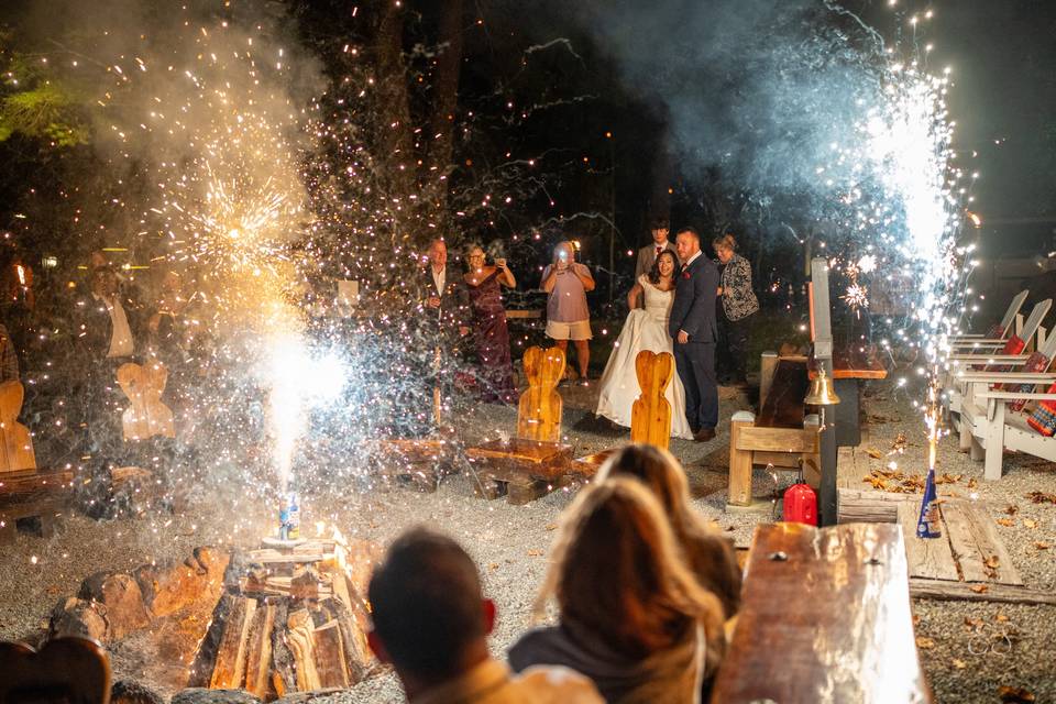 Fire pit with fireworks
