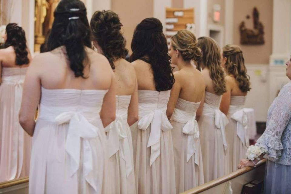Diverse bridesmaids' hairstyles
