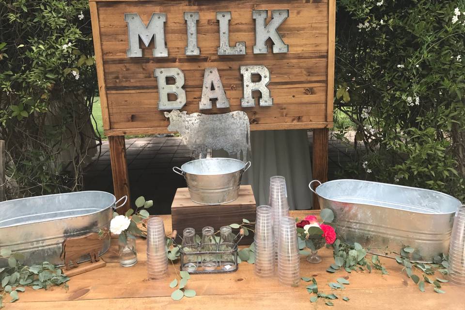Milk bar! Country wedding!