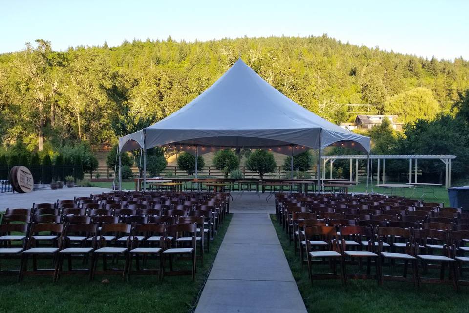 Outside ceremony with chairs