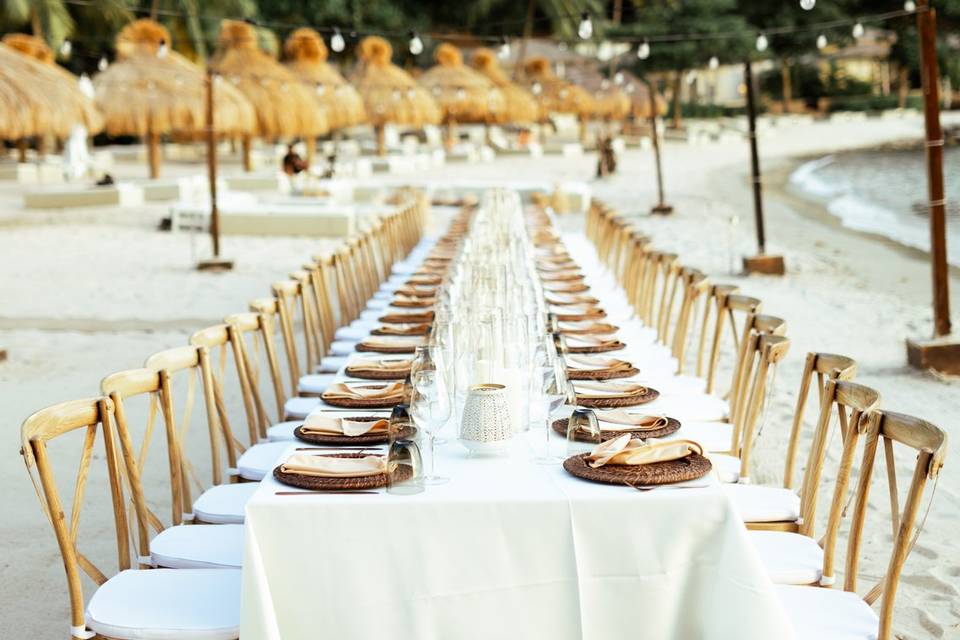 Dinner set up at Sugar Beach