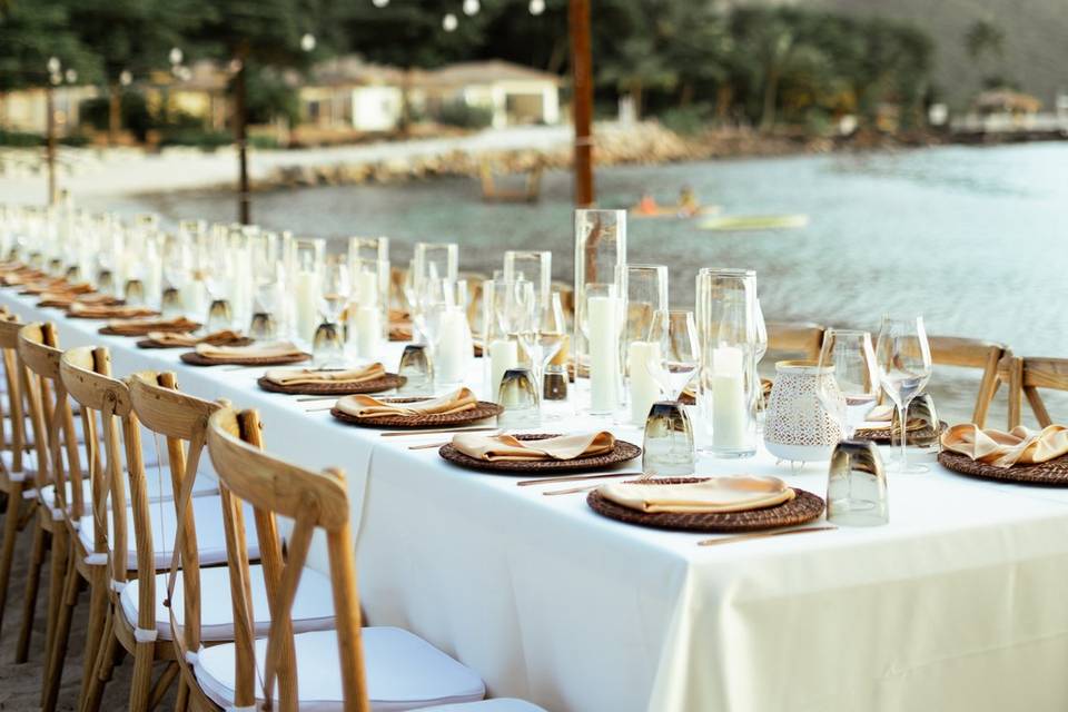 Sugar Beach dinner set up