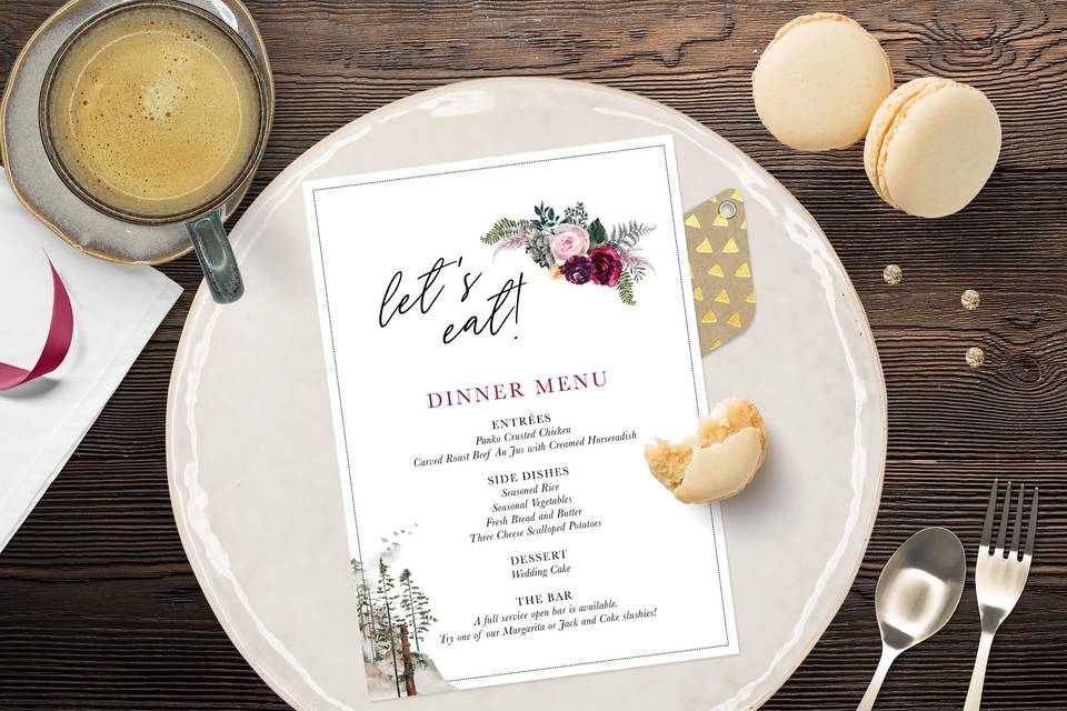 5x7 Dinner Menu