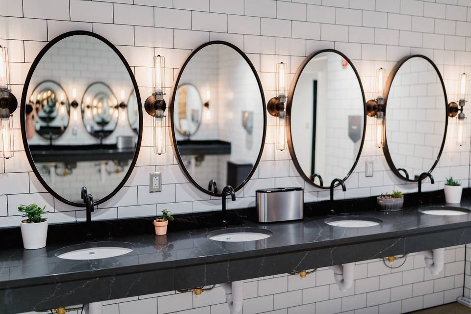 Row of vanities in industrial style